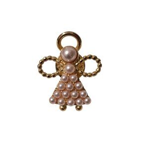 Vintage Angel Brooch Faux with Pearl Two-Tone Pin Brooch 1.25" x 0.60" Marked GC